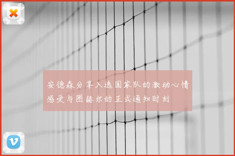 安德森分享入选国家队的激动心情感受与图赫尔的正式通知时刻